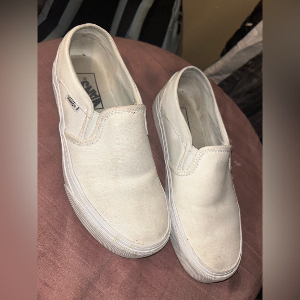 Vans White Slip-On Platform Sneakers